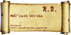 Mácsik Ulrika névjegykártya